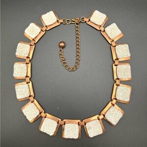 Vintage Matisse Copper & White Enamel Seafoam California Dreamin Choker Necklace